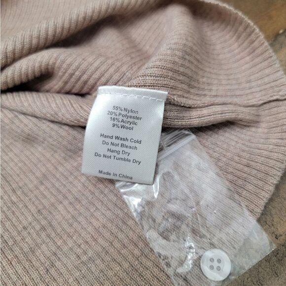 All Row Ribbed Knit Sweater Dress L | Mauve Midi Wool Cozy Soft Tie Waist NWOT - Picture 6 of 10